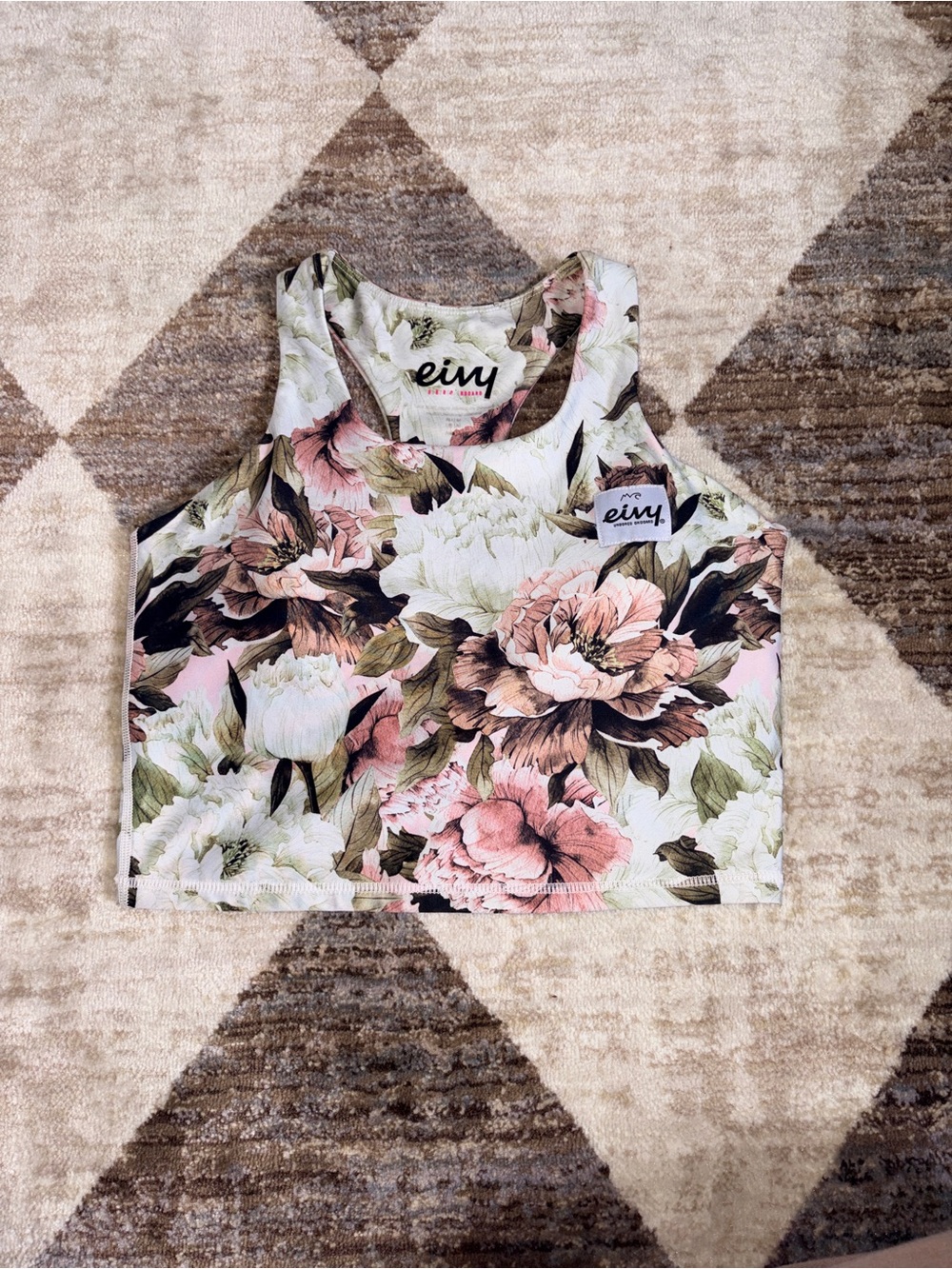 Floral Racerback Crop Top in Pink & Green